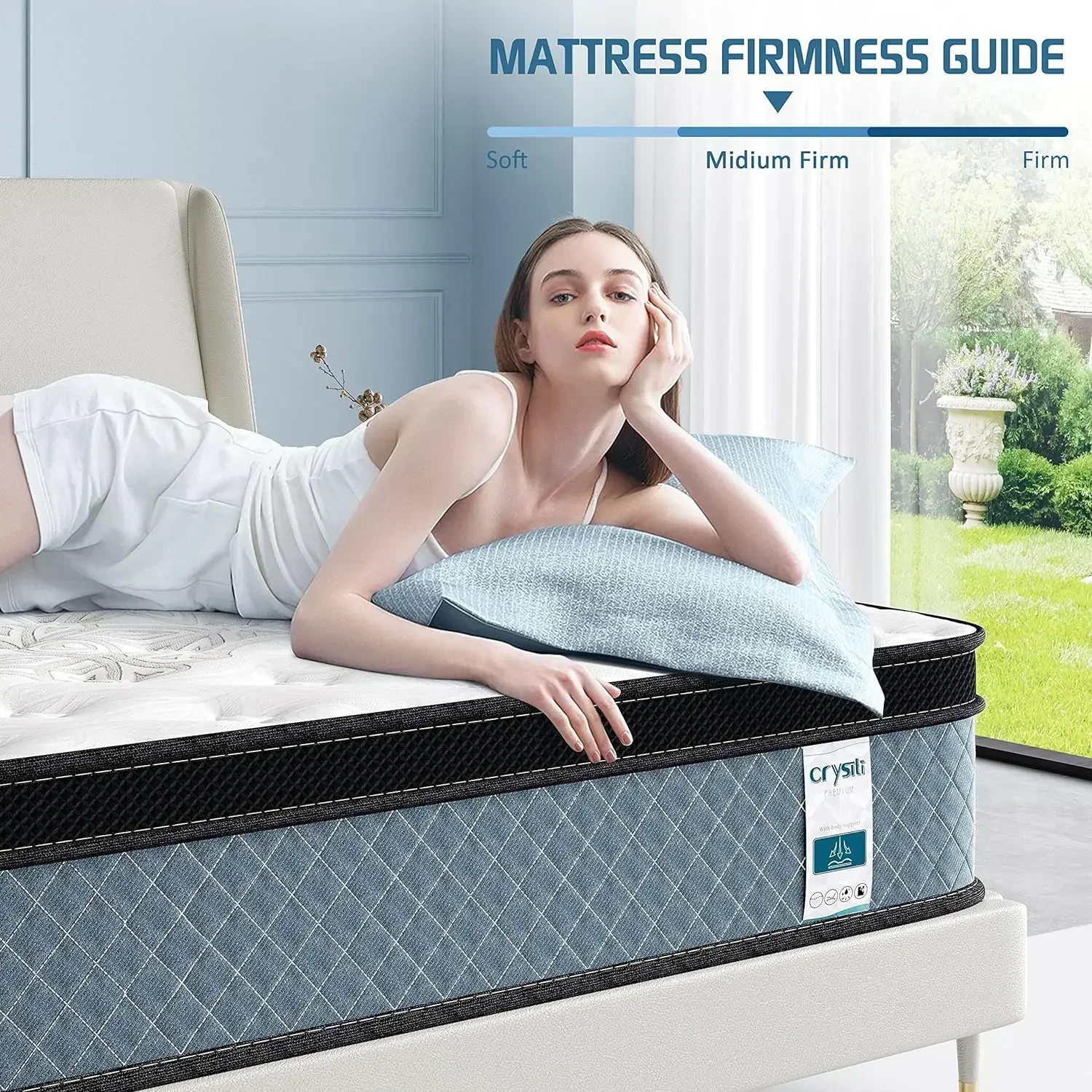 Furniture supplies Crystli King Mattresses 12 inch Memory Foam Mattress King Size Hybrid Mattress Medium Firm King Bed Mattress 4