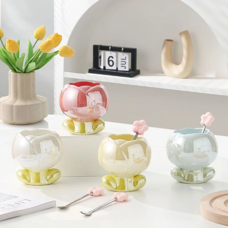 

Красивая цветочная чашка Цветочная десертная чашка Керамическая кофейная чашка Цветочная чашка для воды Керамическая посуда для