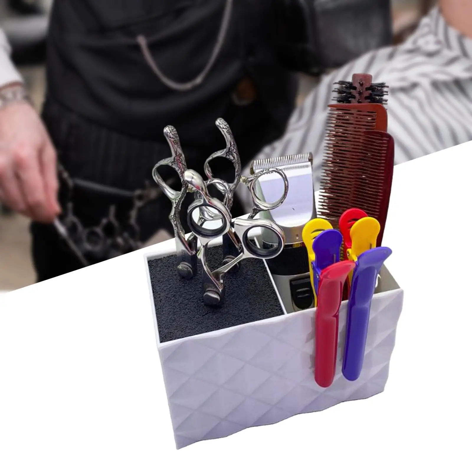 Scissor Combs Clips Holder Hairdressing Scissors Holder Shears Block for Home Salon Use Hairstyling Hair Brushes Combs