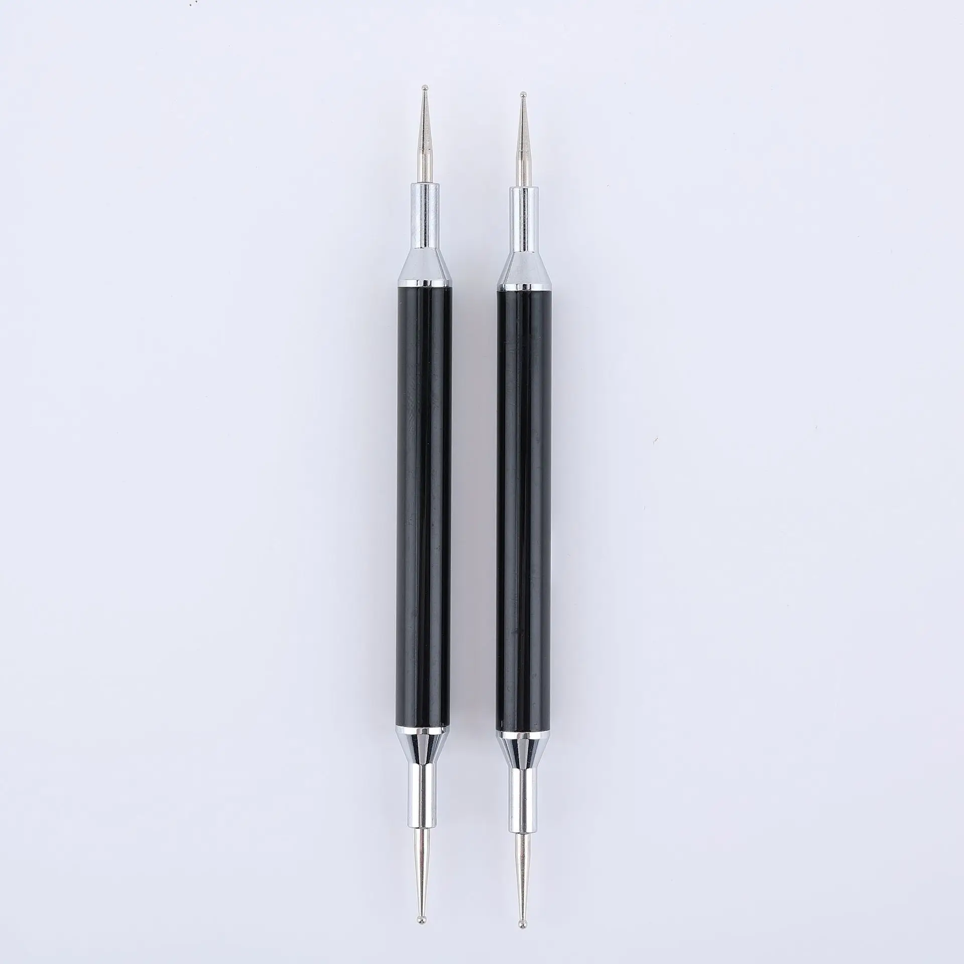 1PC Schwarz Dual-ended Nagel Punktierung Stift Kristall Perlen Griff Strass Studs Picker Wachs Bleistift Maniküre Nail art werkzeug – Detail 6