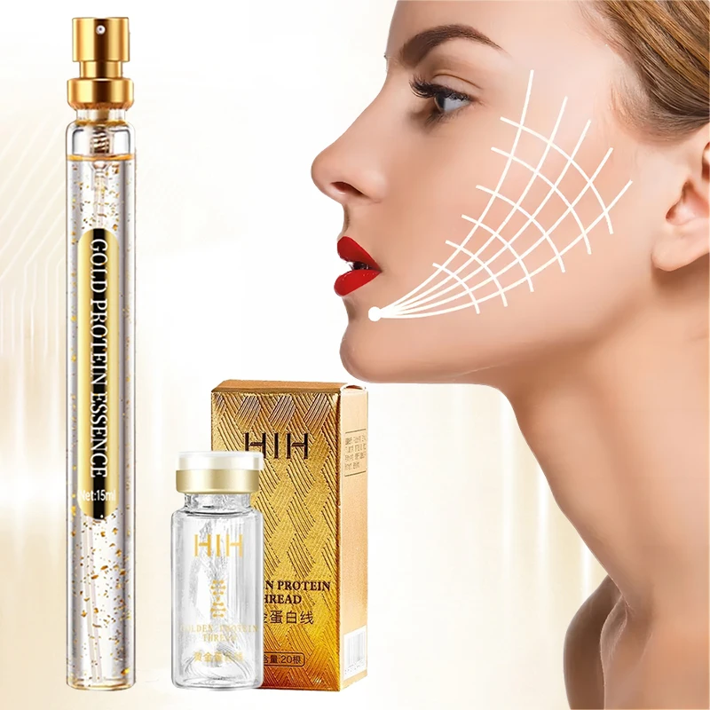 

24K Gold Face Filler Absorbable Collagen Protein Thread Essence Face Lift Plump Silk Fibroin Line Carving Anti Aging Face Serum