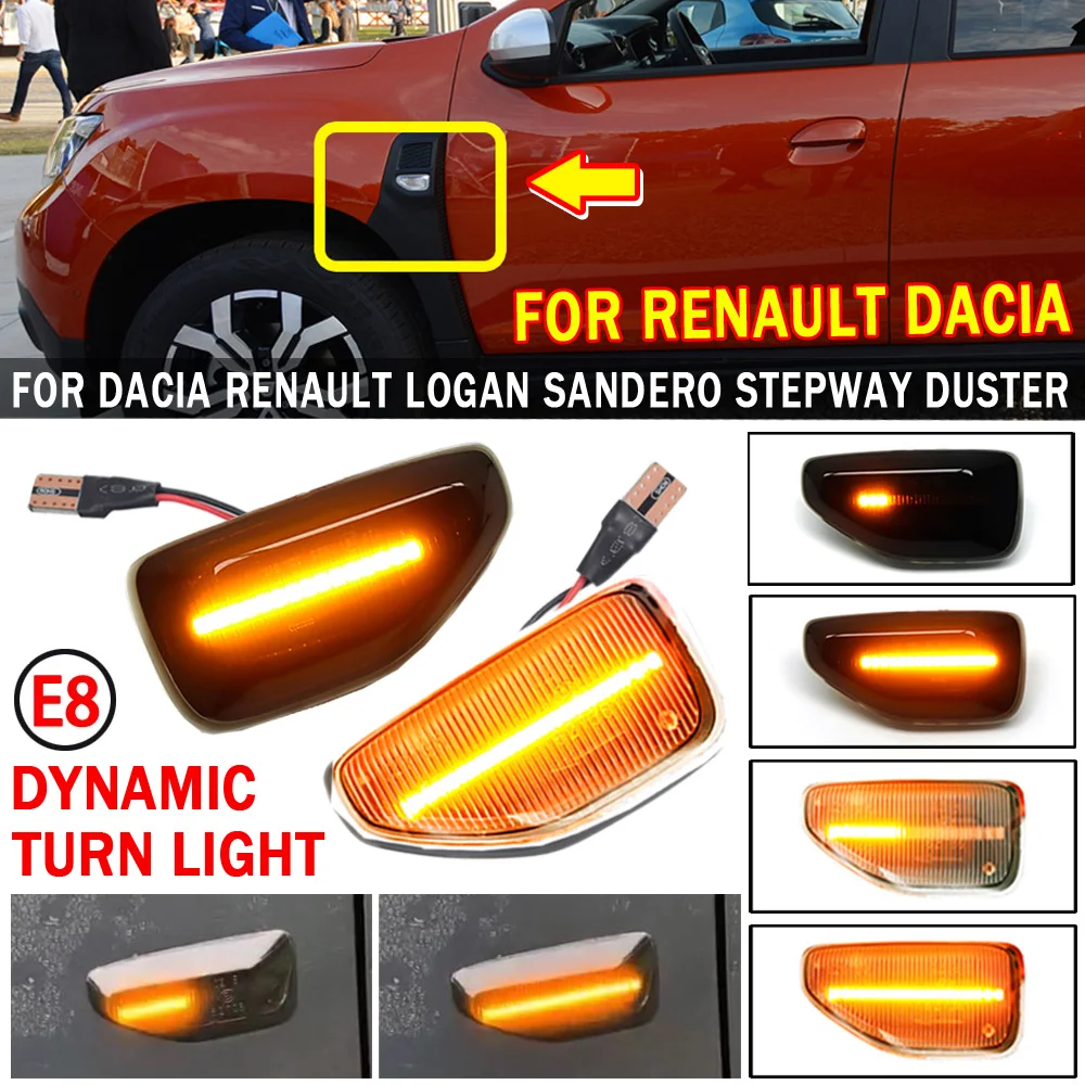 2x Led Dynamic Side Marker Turn Signal Light For Dacia Sandero 2 Logan