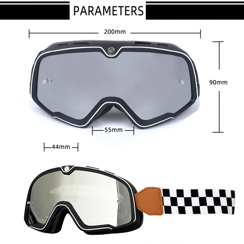 Motorcycle Goggles Motorcycle Goggles Retro Motocross Glasses Scooter ATV Skiing Sunglasses Anti-UV Cycling Racing