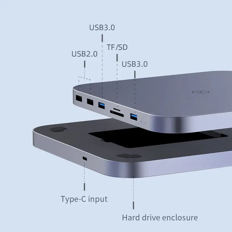 Hagibis USB C Hub with Hard Drive Enclosure Type C Docking Station 2.5 SATA NVME M.2 SSD Case 4K DP USB3.0 M1 M2 for Mac Mini 5