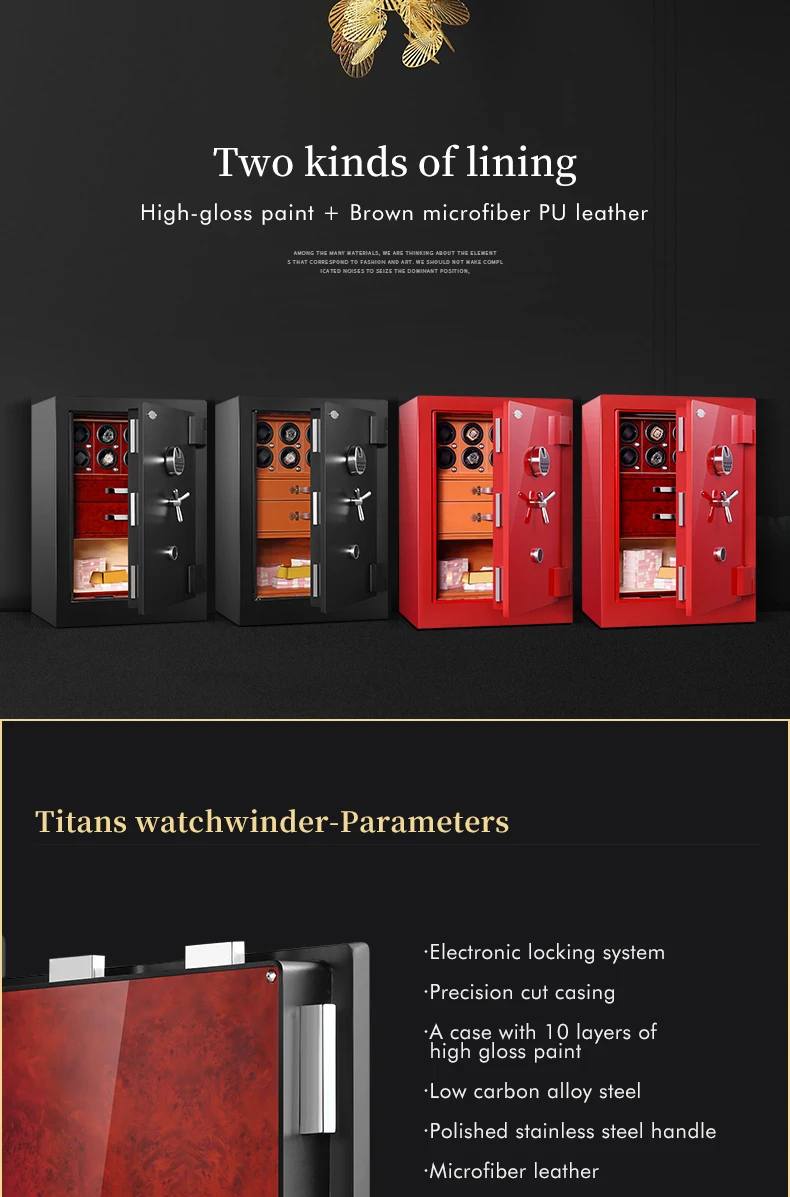 S75248b295cf44937bb4f6ff25aa8ec86W High quality watch winder safe box electronic fingerprint lock custom interior jewelry safe box