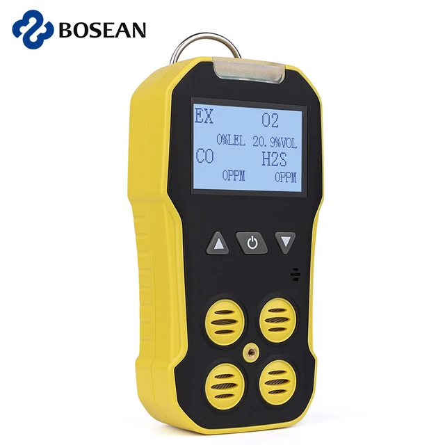 Bosean Multi Gas Detector O2 H2S CO LEL 4 in 1 Gas Meter Oxygen Hydrogen Sulfide Carbon Monoxide Combustible Gas Leak Detector