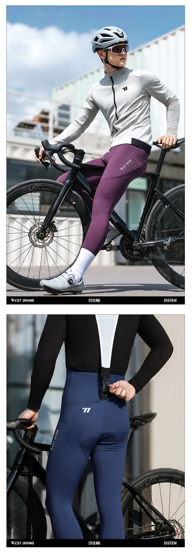 Herren Herbst Winter Thermo-Fleece Radfahren Schnellverschluss-Trägerhose Winddichte Fahrradstrumpfhose mit Polsterung Tasche Fahrradbekleidung – Detail 18