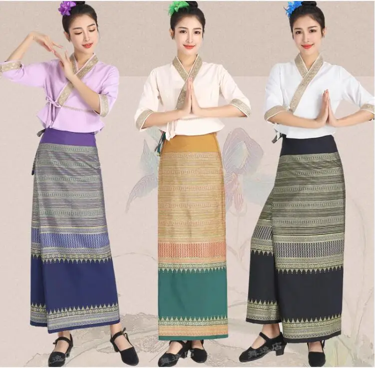 

Этническая одежда Dai для фестиваля брызг воды вышитая юбка-труба Xishuangbanna Женский комплект