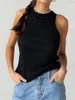 Ribbed Knitted Tops Neck Summer Basic Shirts White Black Casual Sport Vest Off Shoulder Green Women's Tank Top 6