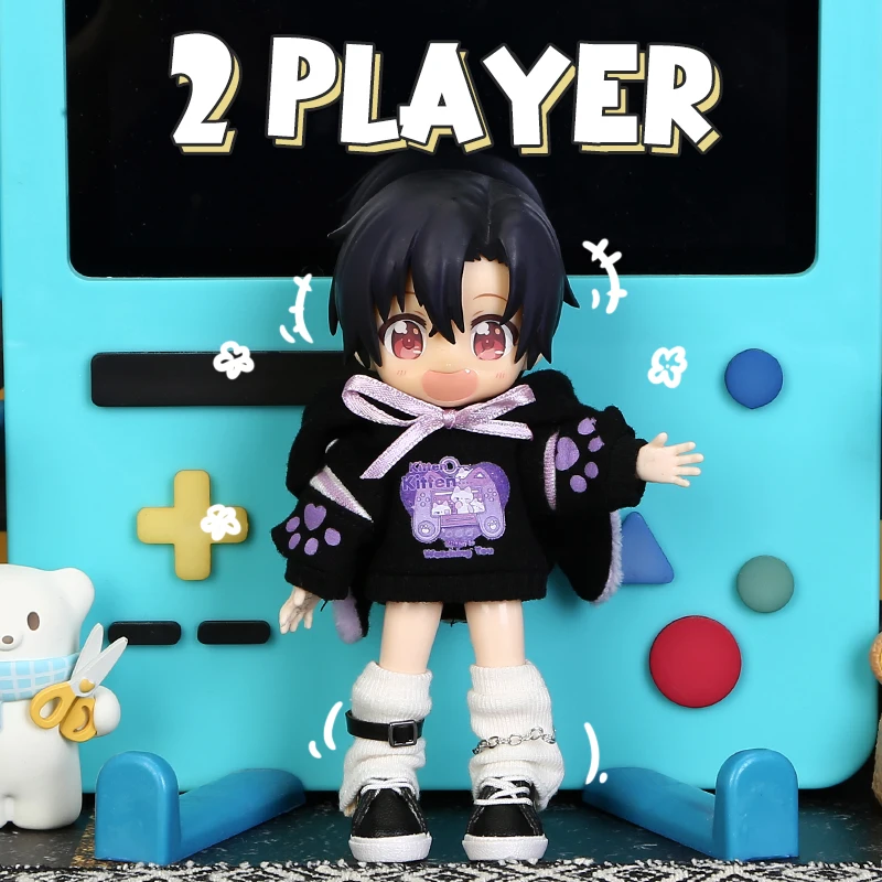New OB11 Clothes Set Kawaii Kitten Sweater Long Sleeved Cat Game Jacket Doll Accessories For Molly GSC YMY P9 Body 1/12 BJD Doll 4