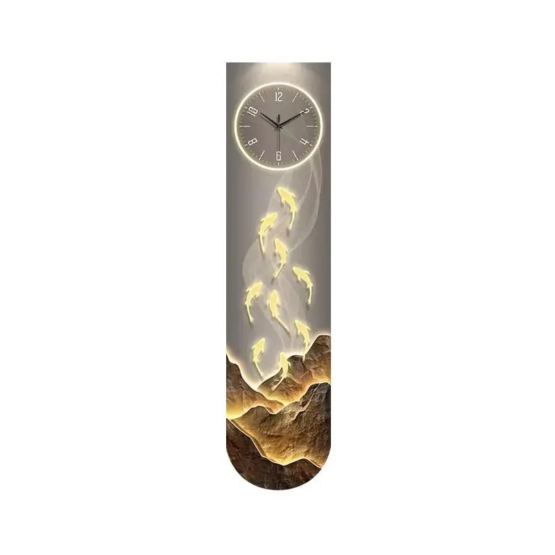 Horloge Murale Artisanale En Bois - Décoration Pêche - Grand Poisson Bar Bouche Ouverte - Analogique