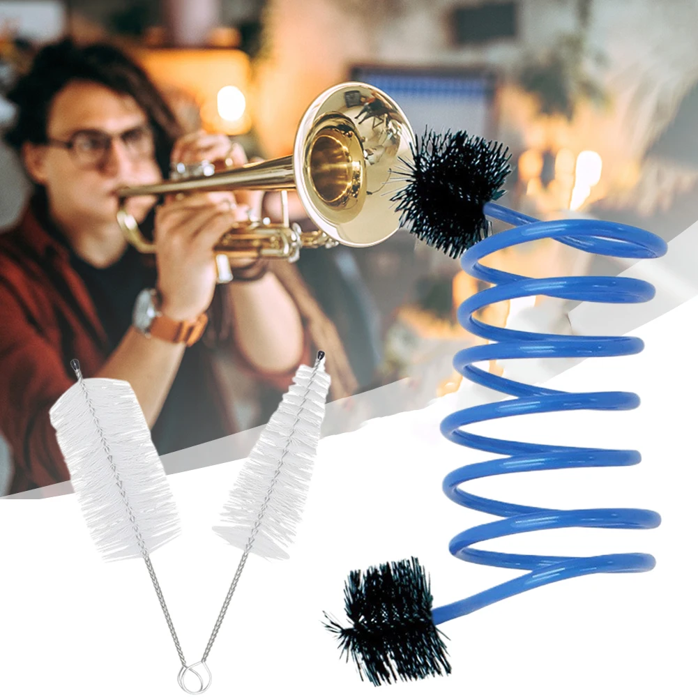 3 Pieces Trumpet Cleaning Kit Mouthpiece Brush Valve Brush Flexible Snake Trumpet Maintenance Kit Cornet Cleaning