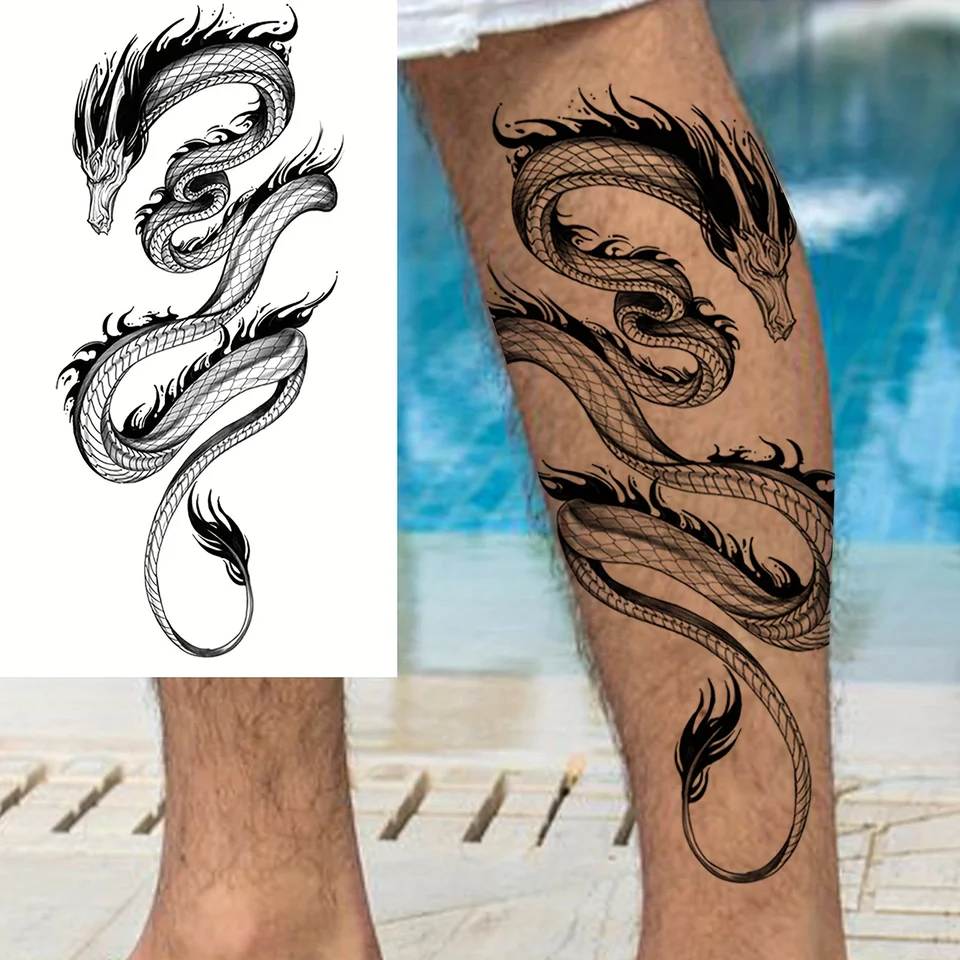 Waterproof Black Dragon Temporary Tattoo Sticker