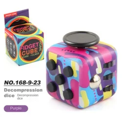 Antistress Fidget Sensory Magic Dice for Stress Relief and Fun (UV printed purple)