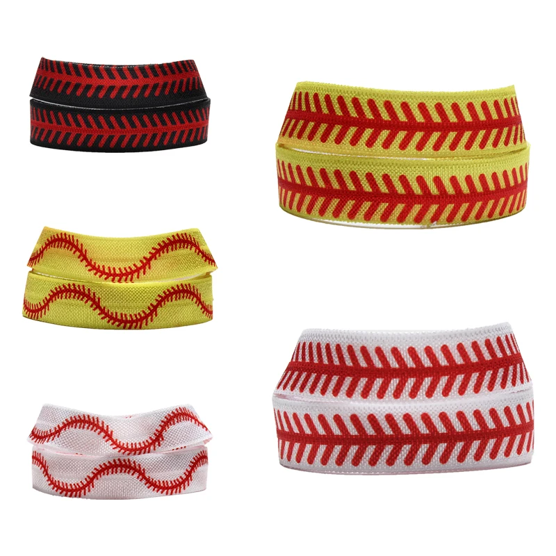 

Softball Elastic Band Printed fold over elastic ribbon 15mm 50/100 yards