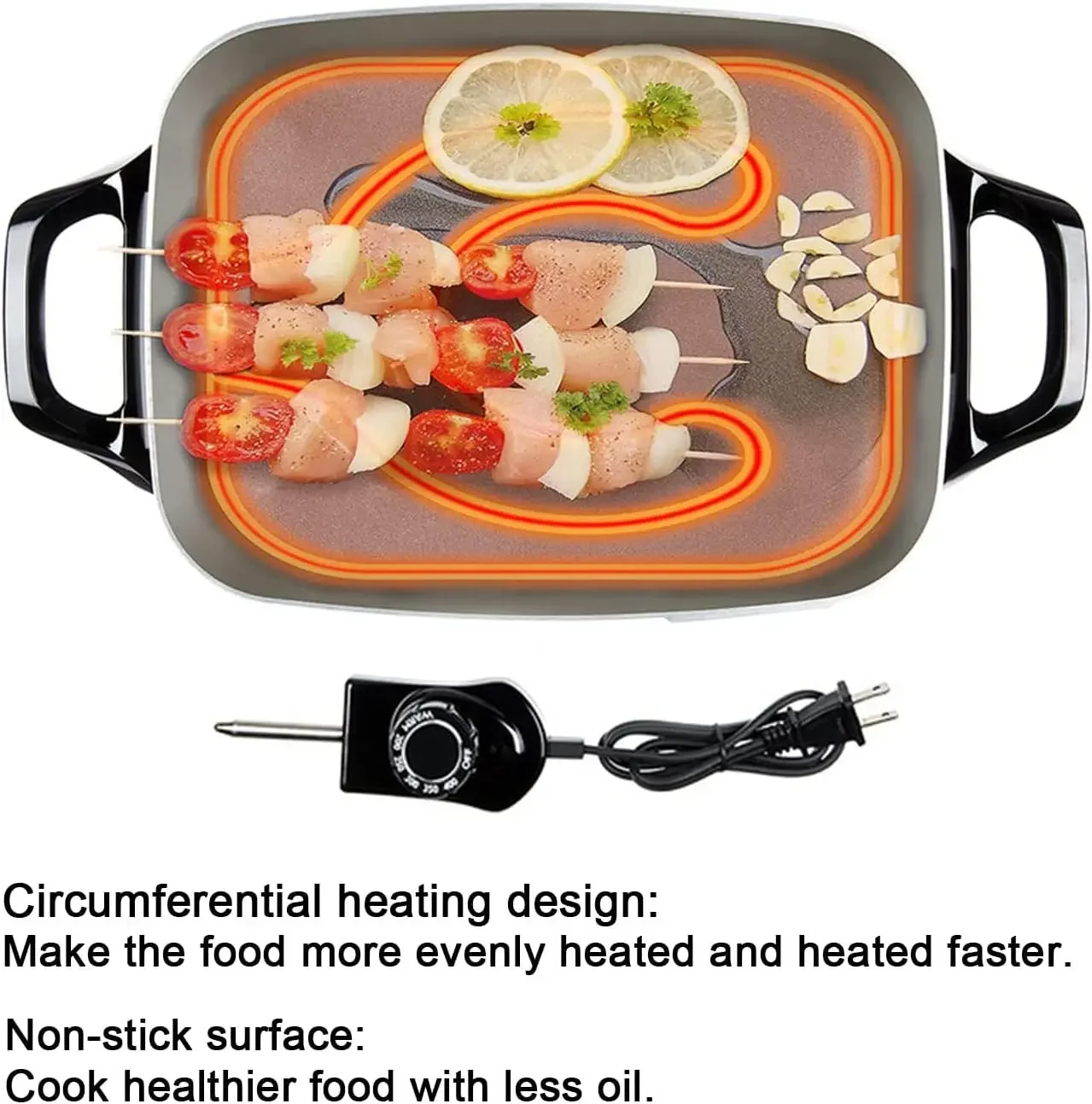 Skillet Nonstick with Lids - 16" inch Extra Large Frying Pan,Ceramic, Adjustable temperature, Cool Touch Handles, Nozaya 5