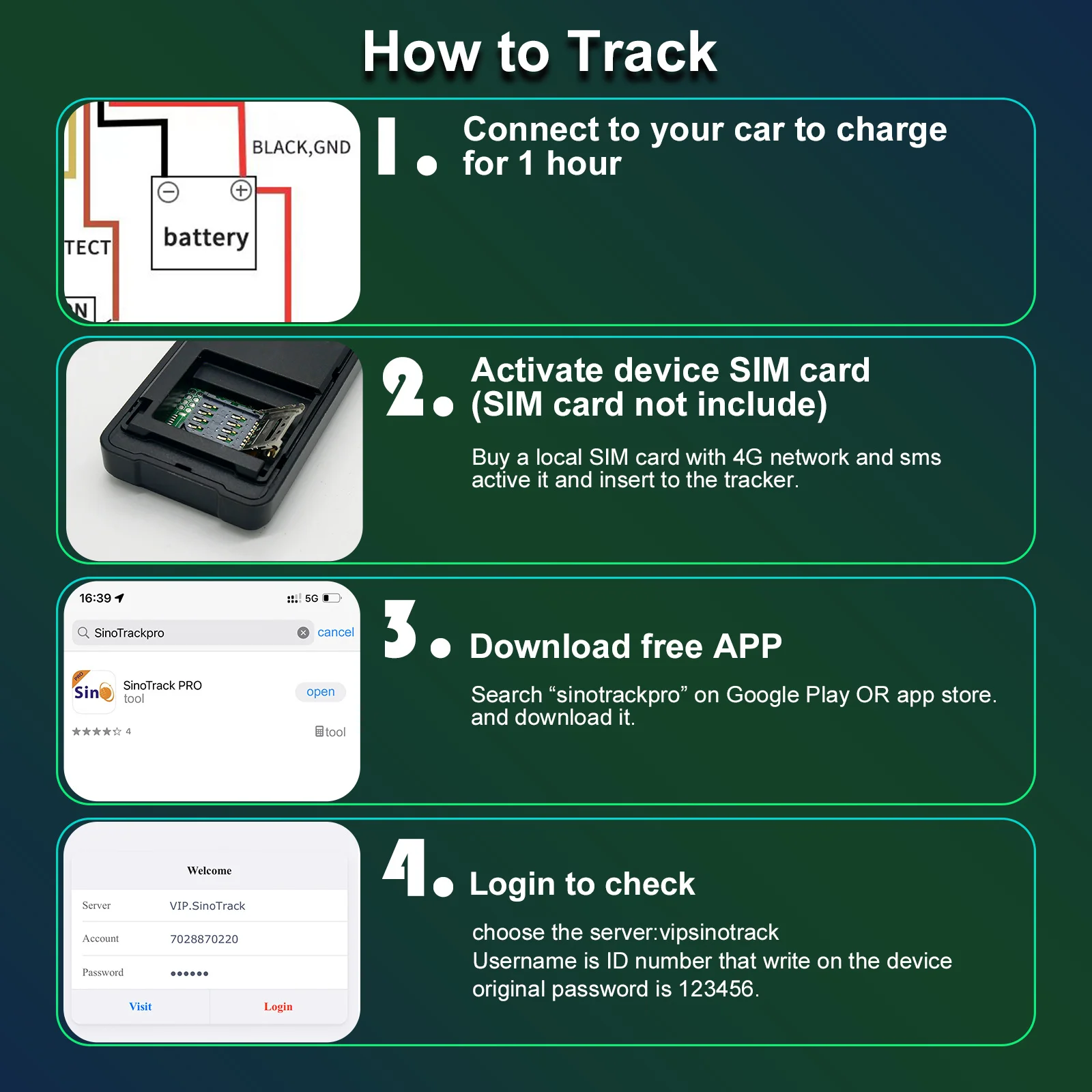 GPS Tracker Car Tracker SinoTrack 4G+2G GPS tracker ST-906L 4PIN for Car motorcycle vehicle tracking device with Cut Off Oil Power Free APP