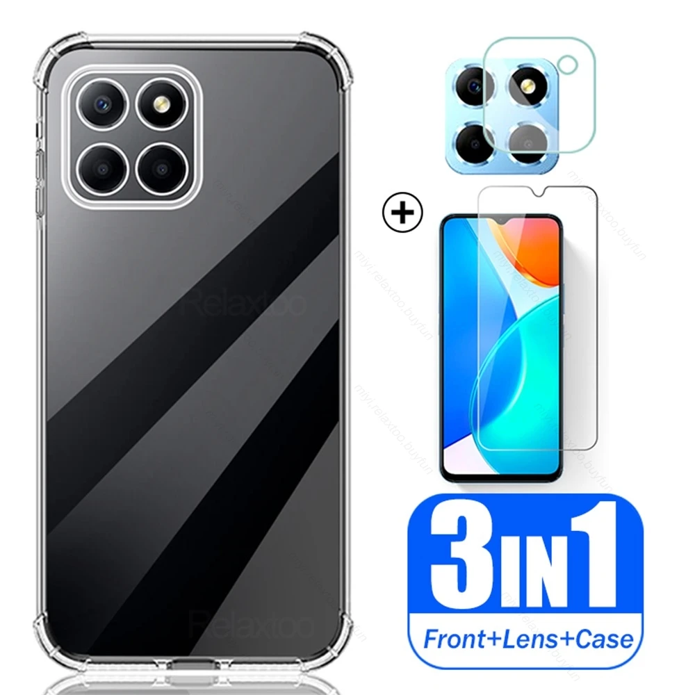 profiel fee Positief 3In1 Clear Air-bags Soft Silicone Back Cover for Honor X6 X6s 4G Camera  Glass Honorx6s Protective Glass Honer Honar X 6s 6 s 4G - AliExpress