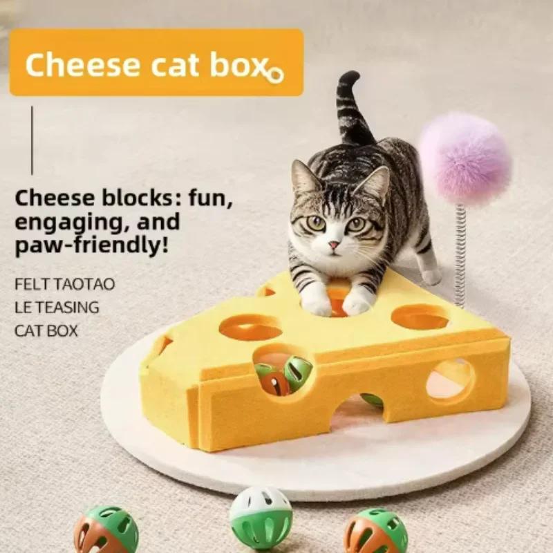 Interactive Cat Puzzle Toy With Bell Balls And Scratch Resistant Felt_voghion.com