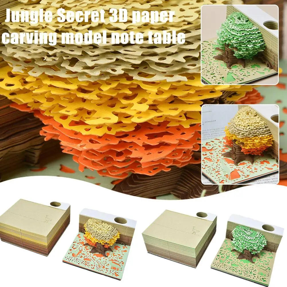 

Jungle Secret 3D Creative Pad 3D Friends Christmas Tree Gift Beautiful Gradual Birthday Notes Offices Note Paper Tear I8M1