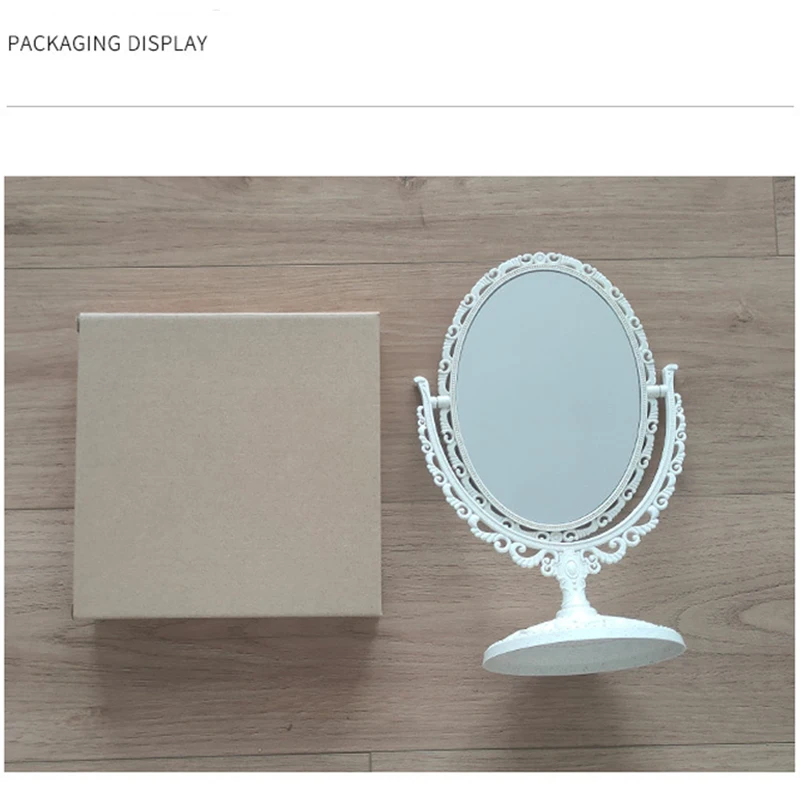 Doppelseitiger europäischer Retro-Desktop-Schminkspiegel, abnehmbarer drehbarer Vintage-Prinzessinnenspiegel im Schlafzimmer, ovaler Herz-Schminkspiegel – Detail 9