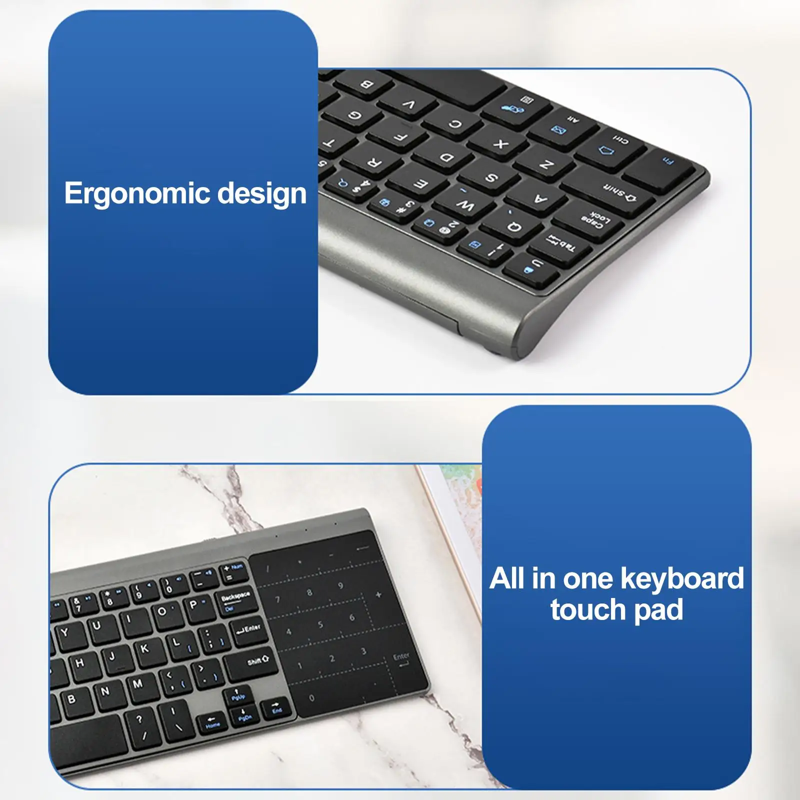 Lightweight Portable Wireless Keyboard Built in Touchpad USB Receiver Mini Keyboard for Computer Laptop Tablet Lightweight Portable Wireless Keyboard Built in Touchpad USB Receiver Mini Keyboard for Computer Laptop Tablet