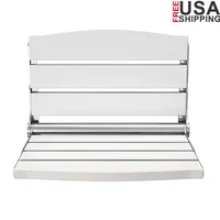 Folding Shower Bench Stainless Steel Frame Wall Mounted Shower Chair Home Space-saving Design Easy Installation Steady and Safe 1