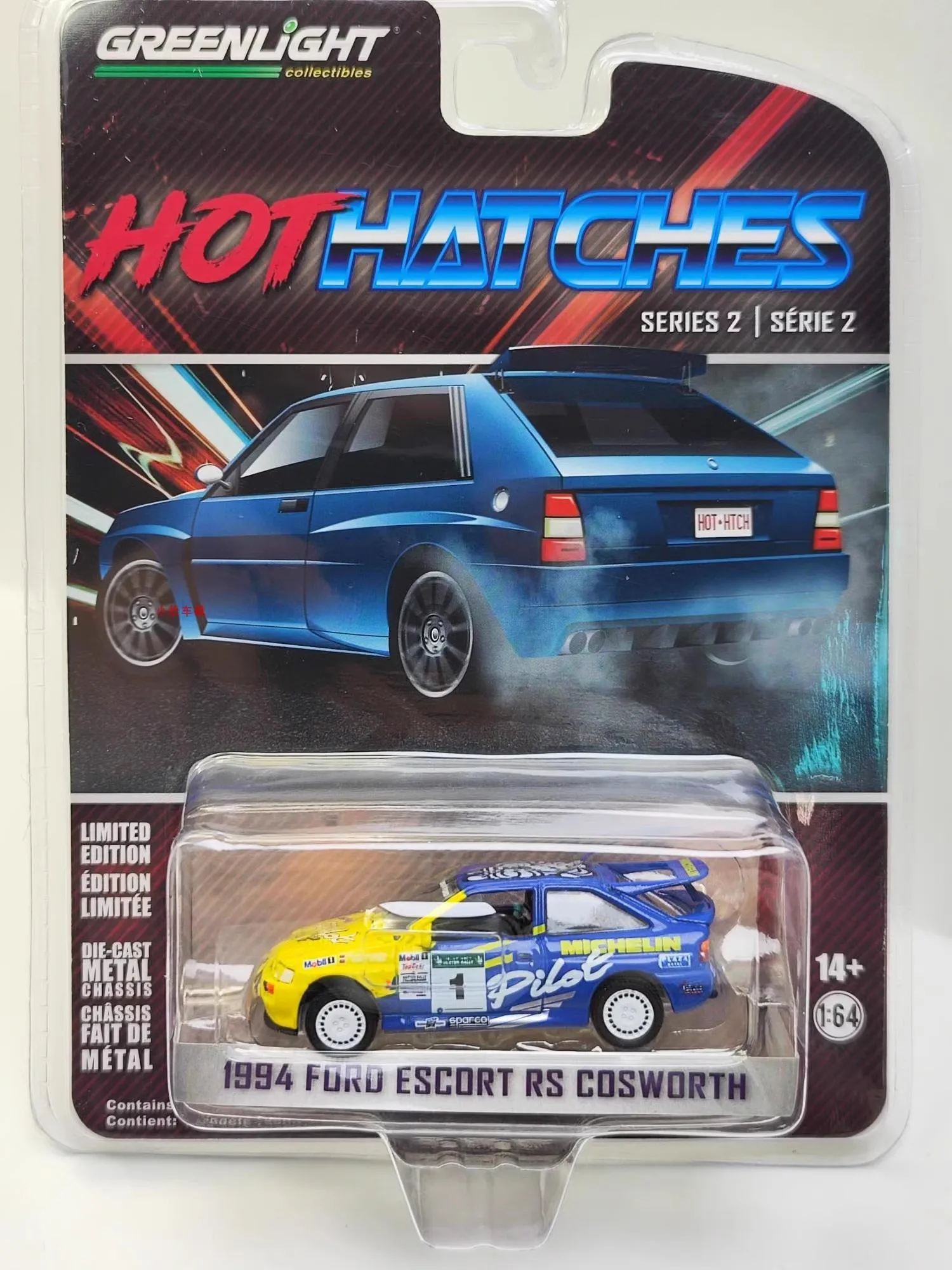 

Модель автомобиля из литого металлического сплава 1:64 1994 Ford Escort RS Cosworth, игрушки для коллекции подарков