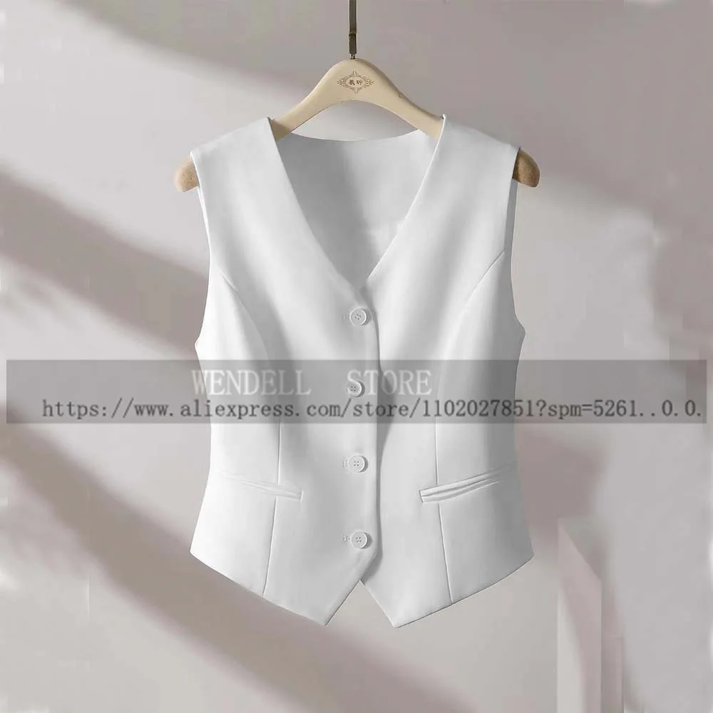 

Women Suit Vest Single Breasted V Neck Slim Fit Sleeveless Jacket Commuting Office New Outerwear Rarf Official Store Bring Coat