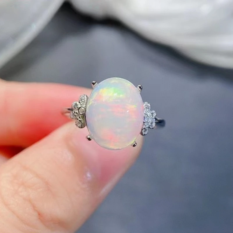2ct 9ミリメートル * 11ミリメートルナチュラルホワイトオパールリング 