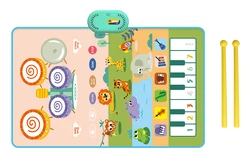 Colorful Interactive Musical Play Mat for Kids - Educational Floor Piano and Drum Dance Toy with Instrument Sounds (D 80x50cm)