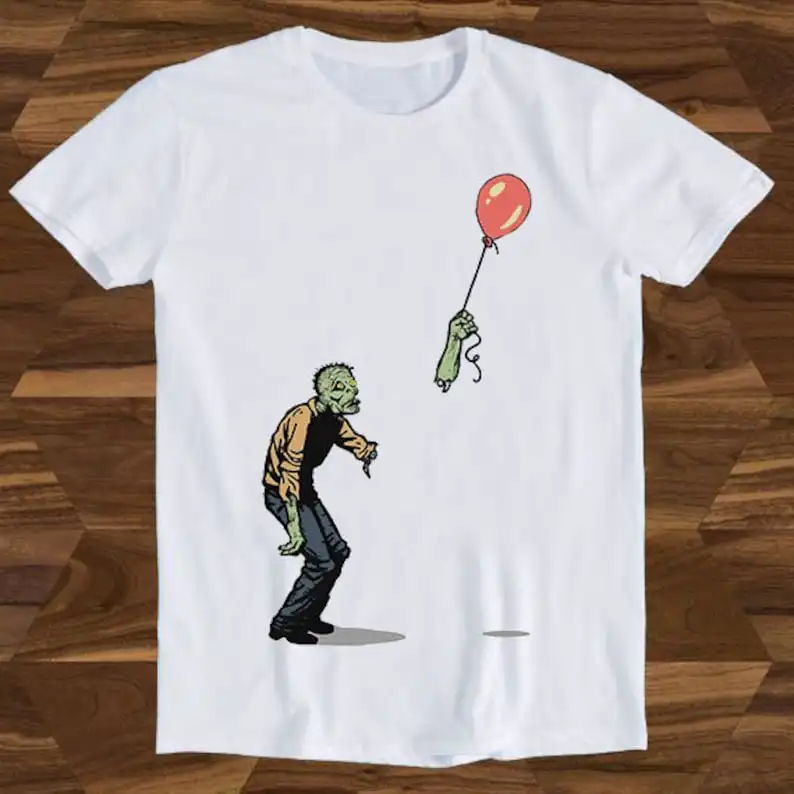 

Zombie Banksy Girl Heart Balloon Best Seller Halloween Slogan Parody Hilarious Witty Humor Birthday Movie Meme Funny Gift Tee