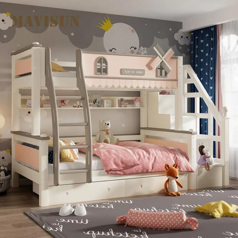 Maison de poupée Lit superposé Multifonctionnel Échelle Solide 1: 12  Miniature Funiture Décor Lit superposé pour filles