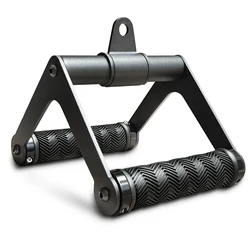 Enhanced Double D Handle with Soft Rubber Grip for Cable Machines - 360° Rotating Row Attachment for Gym Fitness and LAT Pulldown (Black)