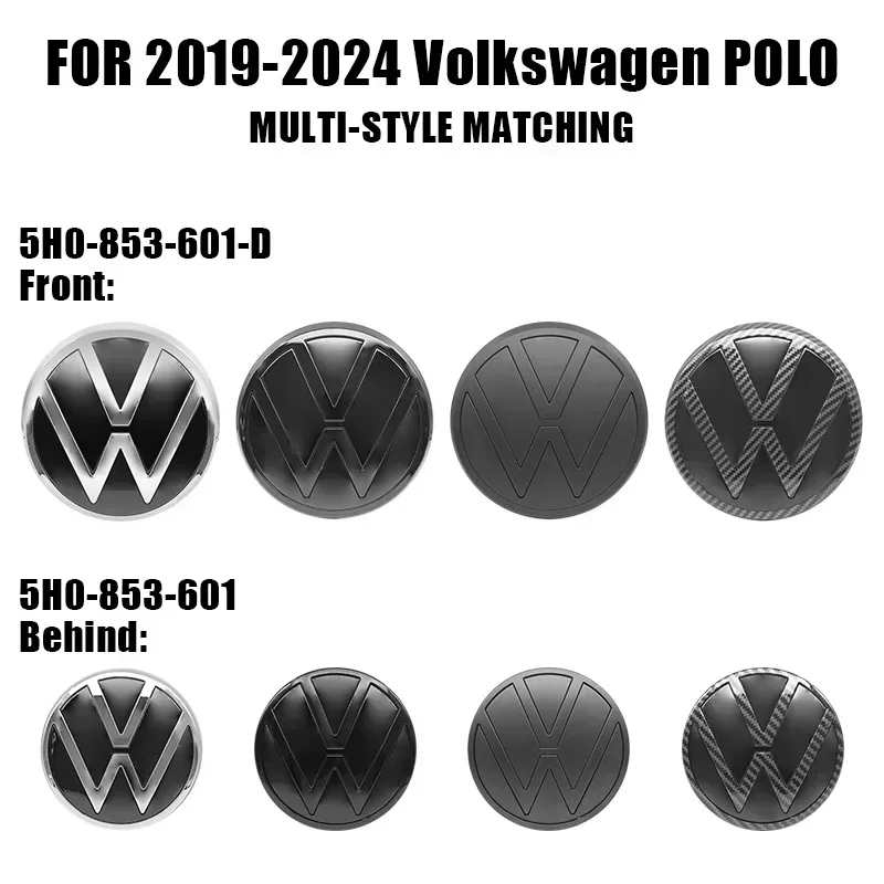 폭스바겐 VW 2피스 ABS 139mm 110mm 폭스바겐 폴로 자동차 전면 로고 그릴 배지 트렁크 배지 (폭스바겐 폴로 6 2용) 스타일링 몰딩
