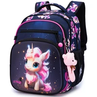 Orthopedic Waterproof Backpack For School Girls Cartoon Unicorn Shoulder Bags Children Bookbag Primary School Grade One Backpack 1