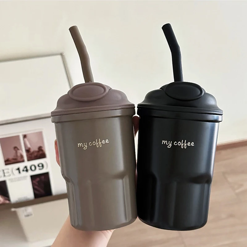 Cute Korean Coffee Cup Thermos With Straw Tumbler 450Ml 24 Cute Korean Coffee Cup Thermos With Straw Tumbler 450Ml