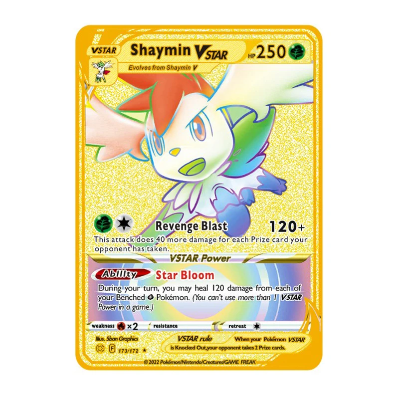 

Pokemon 27 Styles Rapid Shaymin Charizard VMAX Gold Metal Card Game Collection Anime Cards Toys for Children Christmas Gift