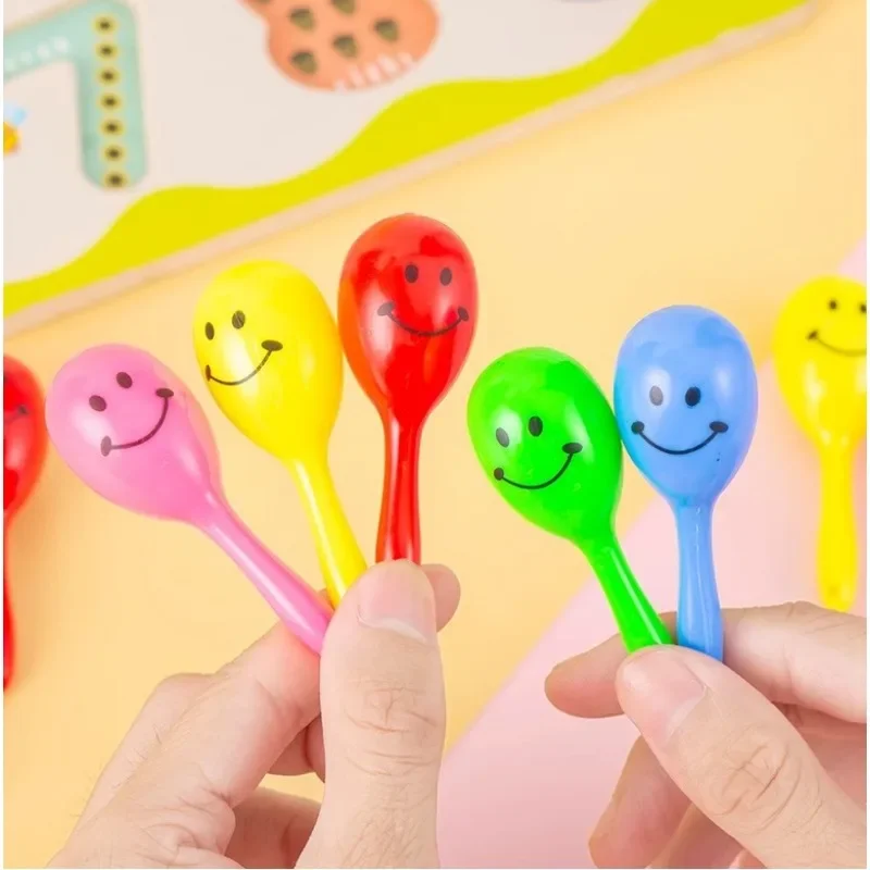 10pc Children's Auditory Training Percussion Instruments Smiling Face Sand Hammer Early Childhood Education Props Originality CN