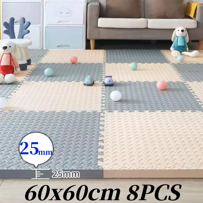 Foot Mat 60x60cm Floor Noise Mat 8PCS Thick 2.5cm Tatame Baby Play Mat Activities Mat for Baby Folding Carpet Game Puzzle Mat 2