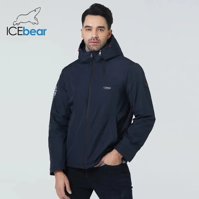 Men's short coats autumn stylish jacket hood high-quality men's brand clothing ICEbear MWC21661D sweatshirt jacket cotton jacket
