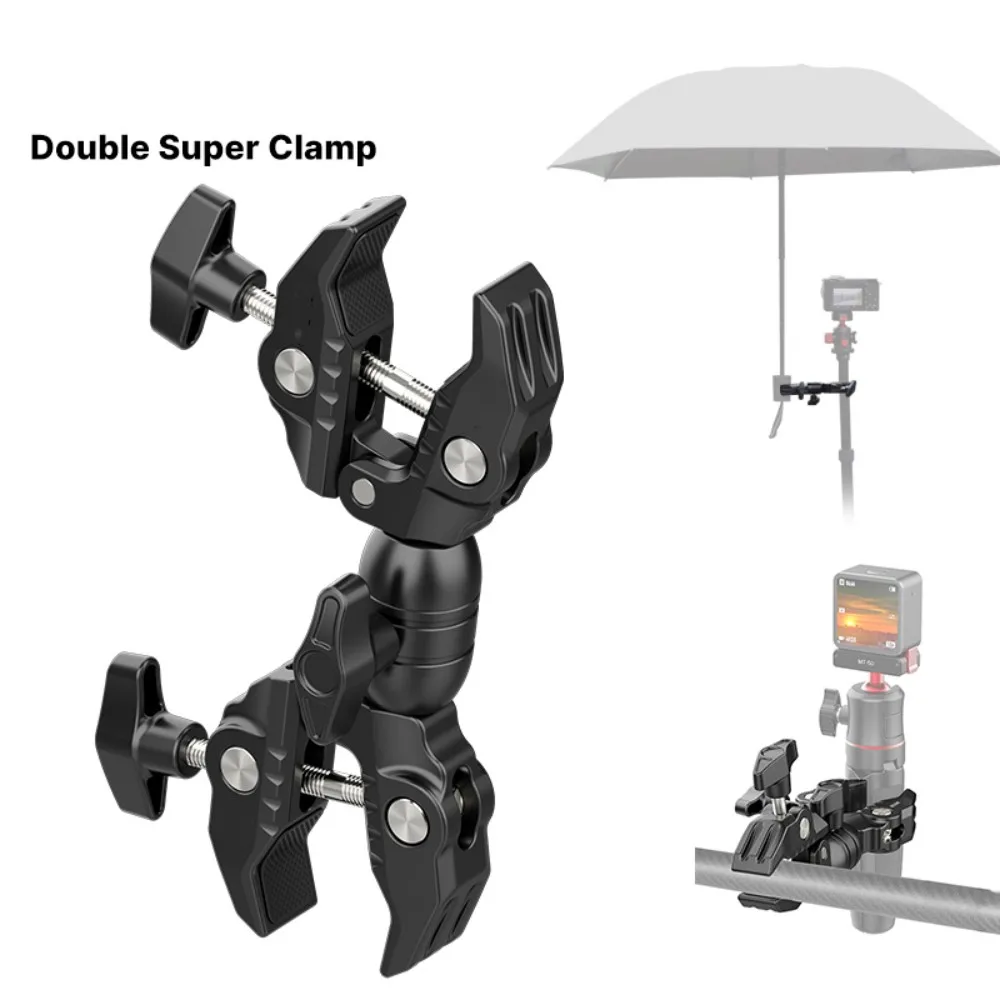 

Double Metal Super Clamp Articulating Magic Arm Clip 360° Dual-Head Super Clamp for Umbrella Monitor LED Light