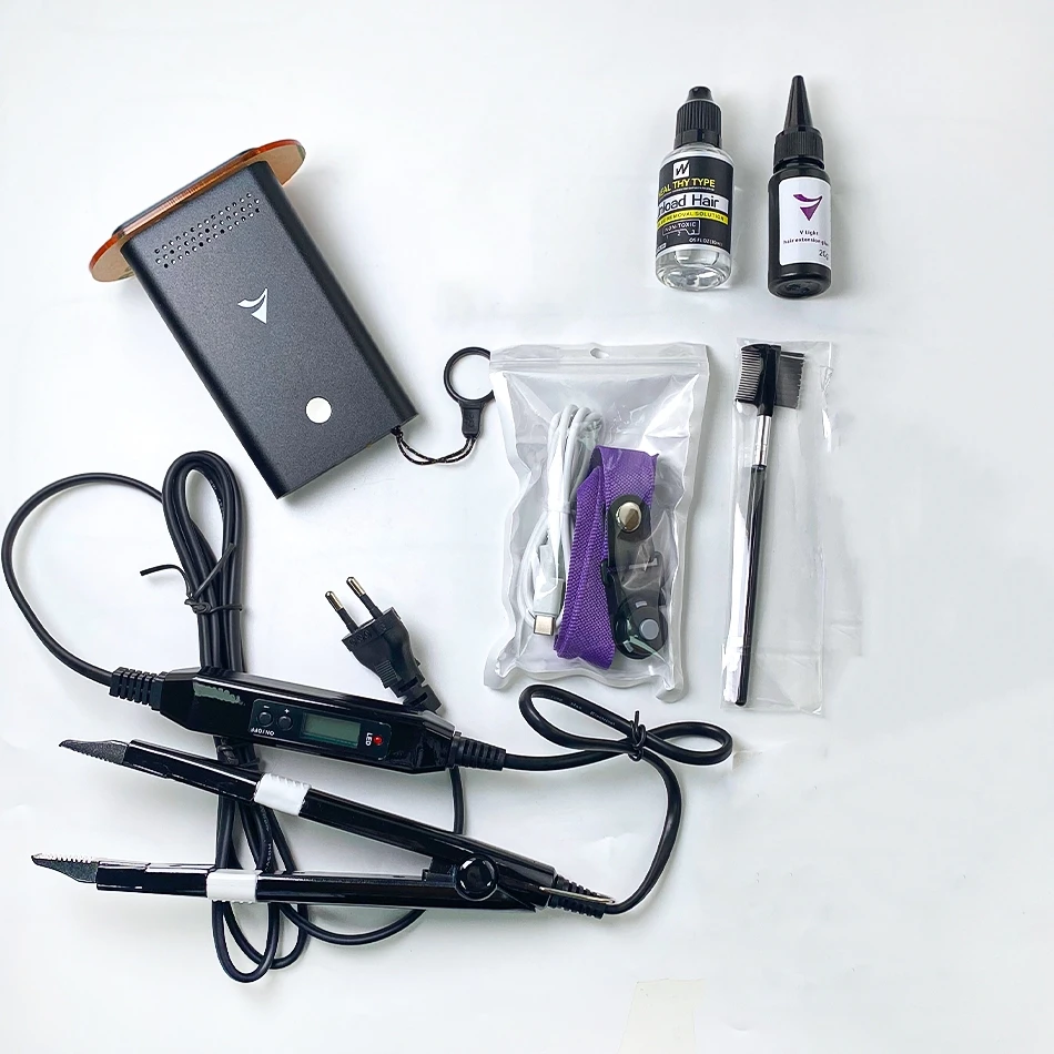 Advanced V Light Hair Extensions Kit Tape-In Extensions with High-Tech UV Machine and Glue for Quality Salon Use Seamless hair