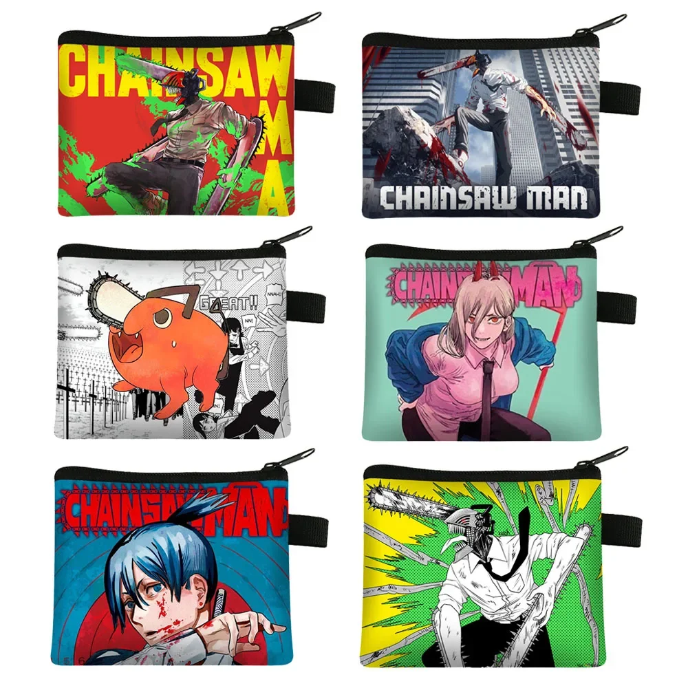 Anime Chainsaw Man Print Mini Coin Bags Denji Pochita Makima Portafoglio Power Manga Porta Carte Di Credito Porta Auricolari Borsa Per Soldi Regalo