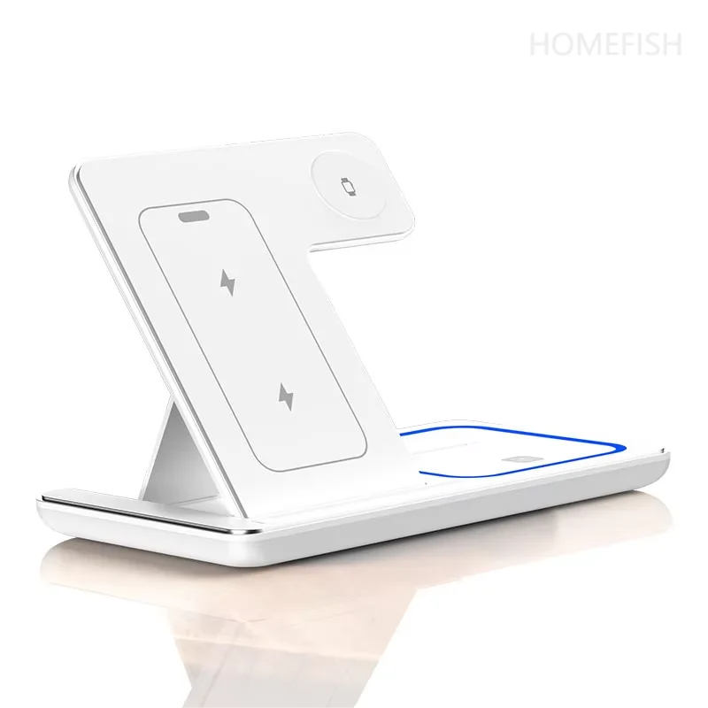 3 In 1 Foldable Wireless Charger Stand For iPhone 15 14 13 12 Pro Max Plus IWatch AirPods 3/2 Fast Charging Station Dock Holder