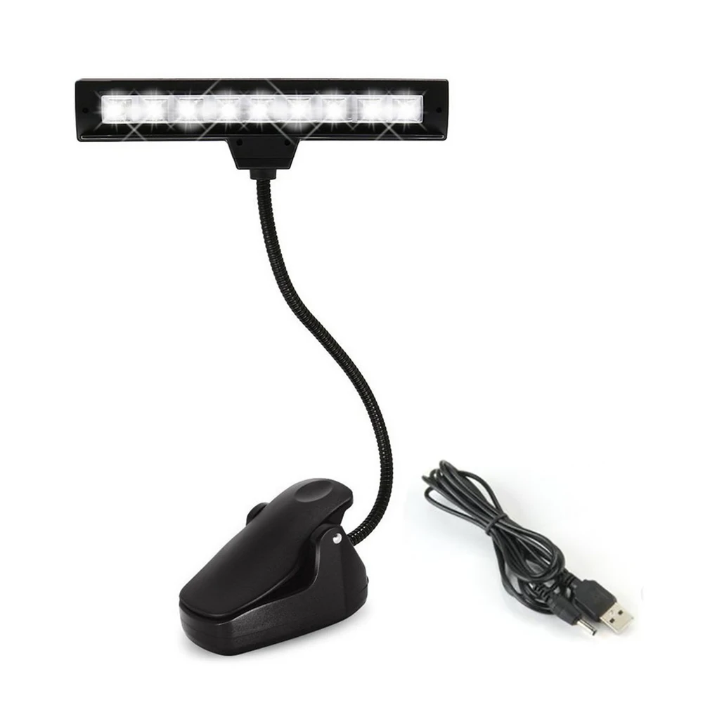 LED Music Stand Light Book Lamp with Flexible Neck Portable clip light Camping Lighting Piano Players Studio Practice Light tent lighting