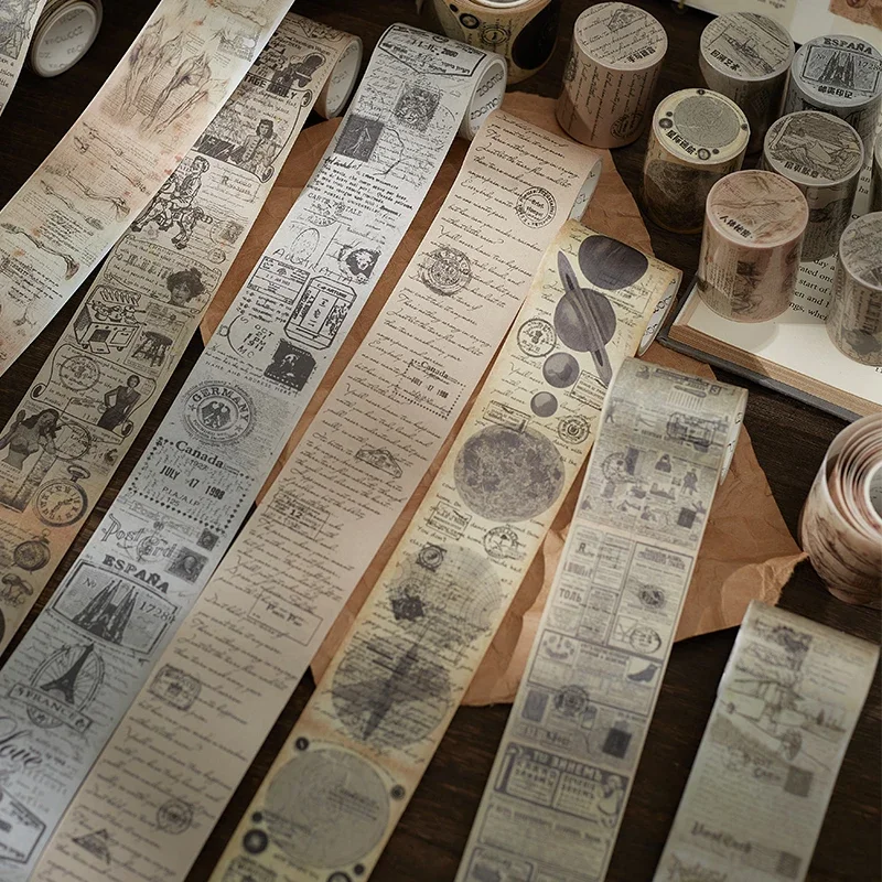 Decorative Stickers European Vintage Plant Washi Tape Stickers Junk Journal Angel Decorative Masking Tape Retro Diary Album Scrapbooking Material