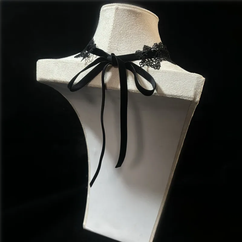 2026 New Sexy Lace Flower Necklace for Women Gothic Punk Velvet Collar Choker Black Waterdrop Pendent Necklace Strap Bow Jewelry