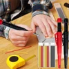 Solid Carpenter Pencil Set with Pen Cover, Deep Hole Mechanical Pencil With Built-In Pencil Sharpener for Carpenter Woodworking 3