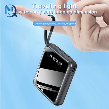Custodia per caricabatteria Scatola portatile per banca di potere fai-da-te con display LCD Luce a led 4 cavi di ricarica per cellulare Android Iphone